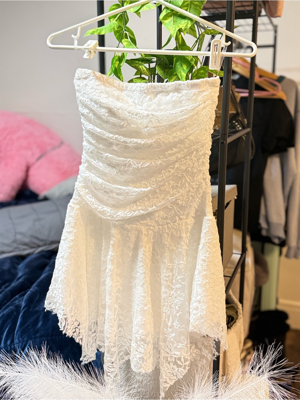 White Lace Strapless Mini Dress - Elegant Women's Dress